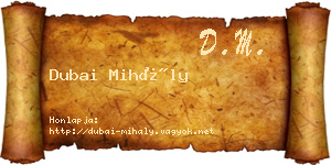 Dubai Mihály névjegykártya